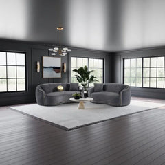 Divano Miami Velvet imbottito 3+2 posti – Raffinatezza in grigio scuro - Italia.