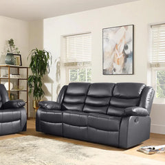 Divano reclinabile in pelle Milan a 3 posti con portabicchieri grigio - Italia.