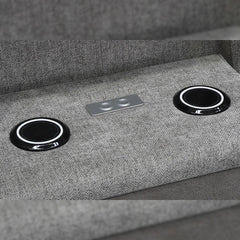 Divano reclinabile in tessuto Montana a 3+2 posti con ricarica USB e wireless, luci LED per portabicchieri – Massimo comfort per l'home cinema - Italia.