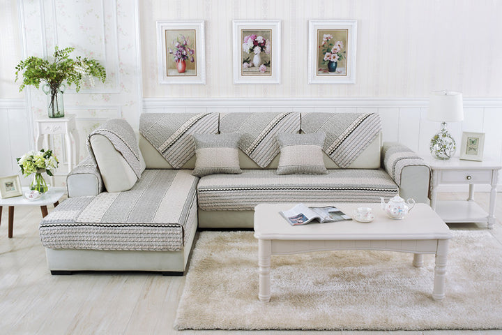 High-end Cotton Sofa Cushion Simple Cloth Modern Cotton Twill Four Seasons Non-slip Cushion Summer Sofa Covers.