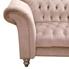 "Torino beige color sofa with chrome legs"