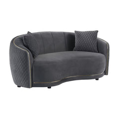 "Elegant beige Miami velvet 2-seater sofa with soft cushions and low seat height"