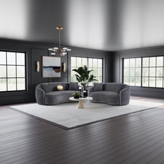 "The sofa styled in a contemporary living space with neutral "