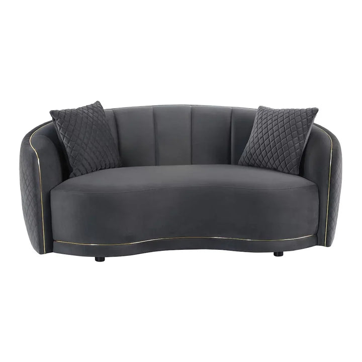 Divano Miami Velvet imbottito 3+2 posti – Raffinatezza in grigio scuro - Italia.