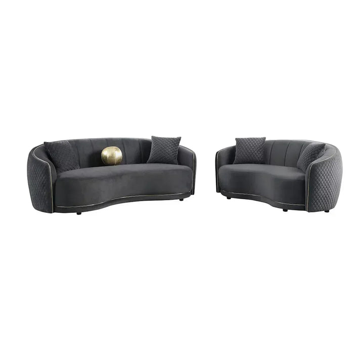 Divano Miami Velvet imbottito 3+2 posti – Raffinatezza in grigio scuro - Italia.