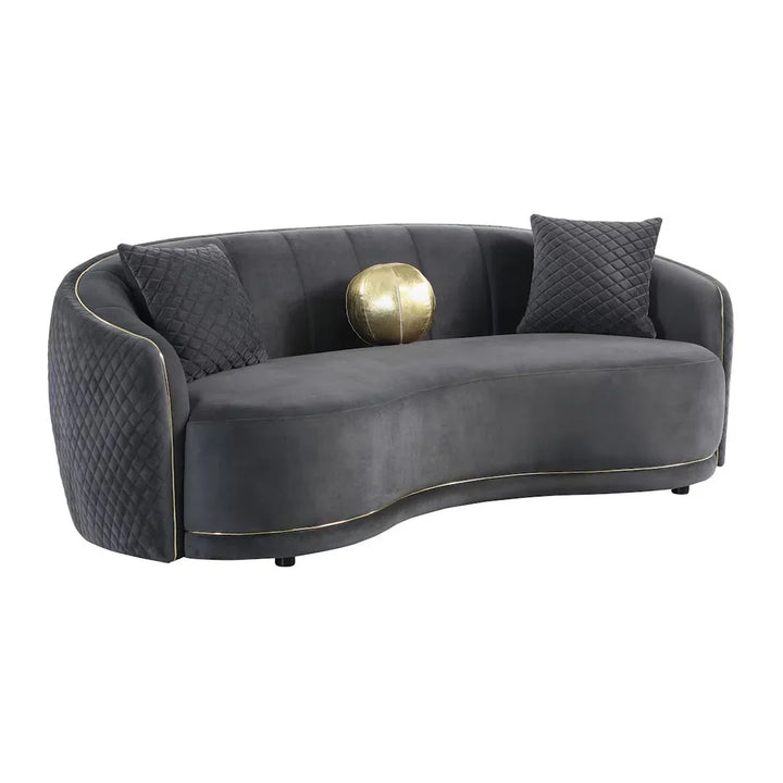 Divano Miami Velvet imbottito 3+2 posti – Raffinatezza in grigio scuro - Italia.