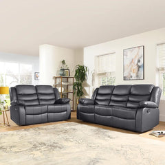 "High backrest leather recliner sofa set for full spinal support and relaxation"