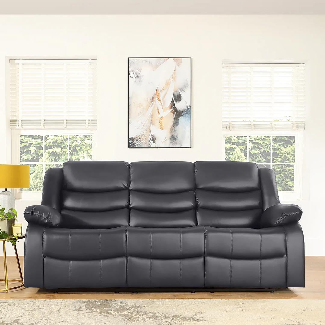 "Drop-down tray console on 3 seater sofa perfect for drinks and remotes"