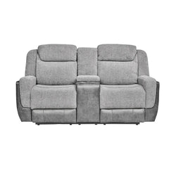 "Soft, durable grey fabric upholstery on Montana recliner sofa set, combining cozy texture with long-lasting wear resistance."
