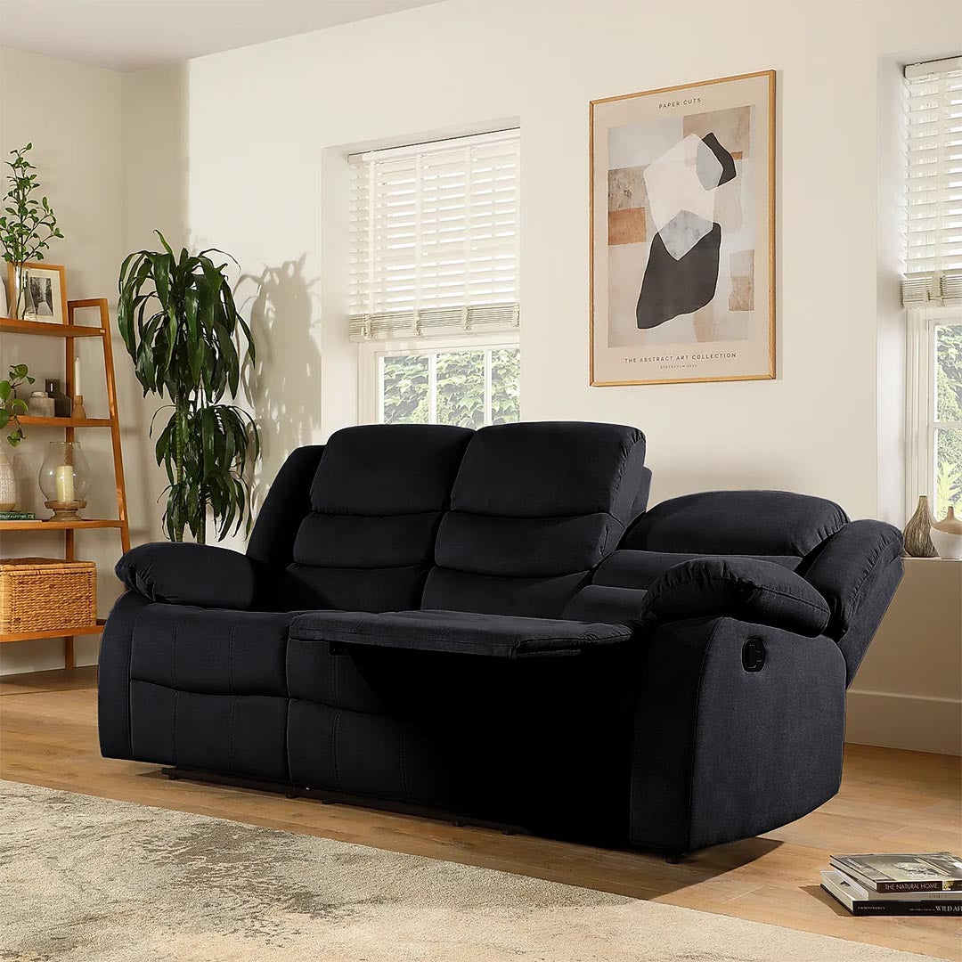 "Modern black interior reclining sofa"