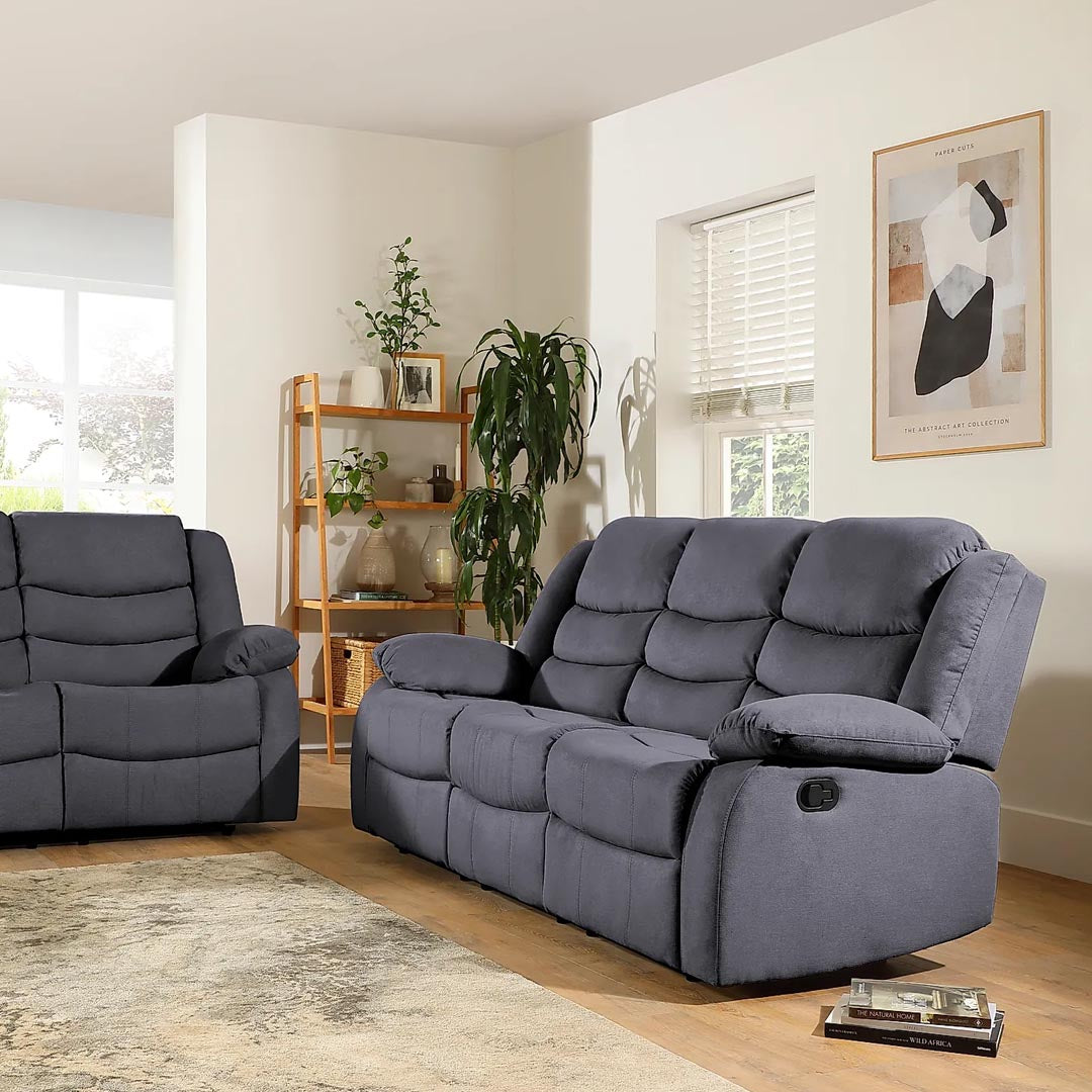 "Recliner sofa with padded armrest"