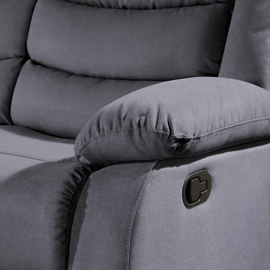 "Reclining sofa with padded cushions armrest having comfortable feel"