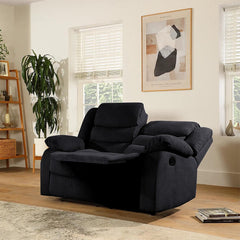 "​ComfySofa black recliner with high backrest and padded armrests for ultimate comfort"