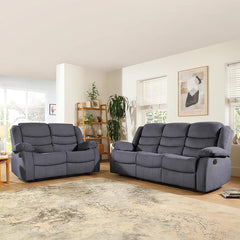 "Modern grey recliner sofa set, Pisa 3 and 2 seater fabric suite for stylish home interiors."