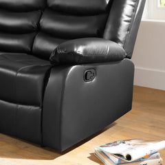 "Milan black recliner sofa for two with comfortable cushioning"