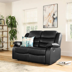 "Manual reclining 2 seater leather sofa with sleek modern design"