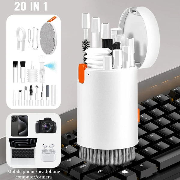 20 In 1 Laptop Phone Screen Cleaner Kit, Computer Keyboard Cleaning Brush For Phone AirPods MacBook IPad, Multifunctional Electronic Device Clean Tool For Camera Tablet Car Screens.
